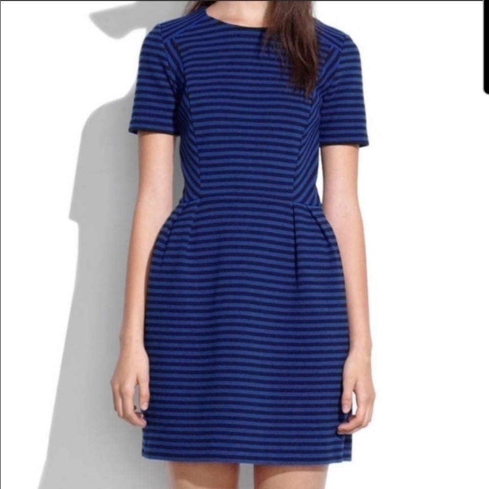 Madewell Black and Blue Striped Dress